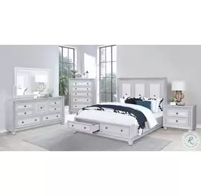B00912 Frosted White Storage King Panel Bed