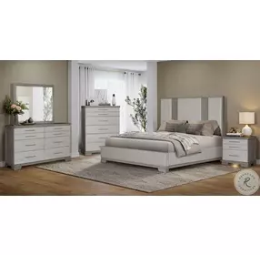 B00913 Water White And Light Taupe Nightstand with LED Lighting