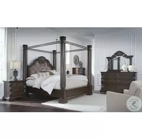 Maylee Dark Brown Queen Canopy Bed