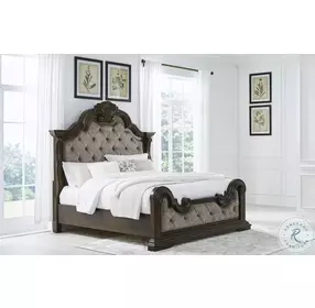 Maylee Dark Brown King Upholstered Panel Bed