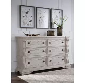 Andonhall Antique White 6 Drawer Dresser