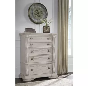 Andonhall Antique White 5 Drawer Chest