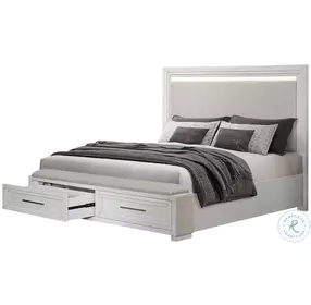 B00967 White Upholstered Storage Panel Bedroom Set