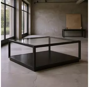 Glaze Onyx Square Glass Top Cocktail Table