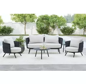 Java Dark Gray Outdoor 2 Piece Round Sintered Stone Top Occasional Table Set