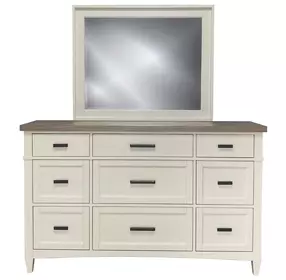 Americana Modern Bedroom Cotton 9 Drawer Dresser With Mirror