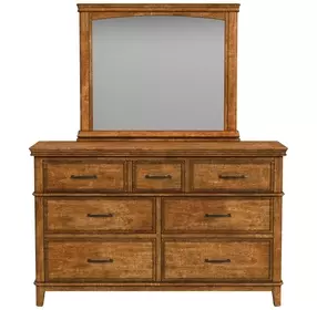 Bandalier Russet 7 Drawer Dresser and Rectangular Mirror