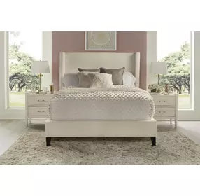 Angel Himalaya Ivory King Upholstered Panel Bed