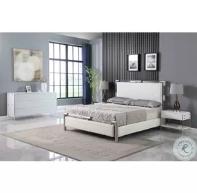 Barcelona Pure White Queen Upholstered Platform Bed