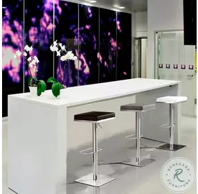 Bari Grey Stainless Steel Adjustable Swivel Bar Stool