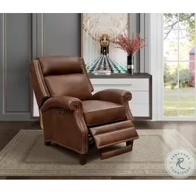 Barrett Worthington Cognac Leather Power Recliner with Power Headrest