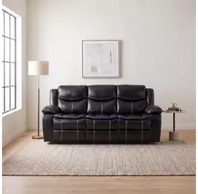 Bastrop Black 88" Double Reclining Sofa