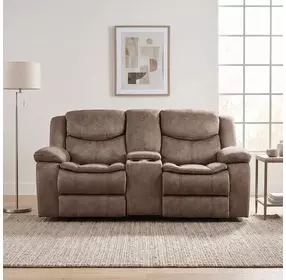 Bastrop Brown Double Glider Reclining Loveseat With Console