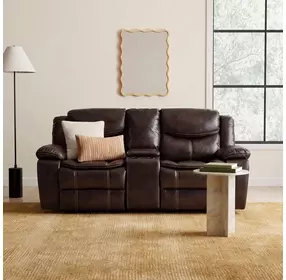 Bastrop Dark Brown 79" Reclining Console Loveseat