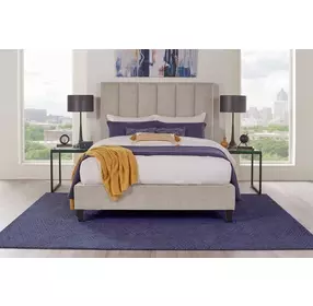 Avery Dune Natural Performance Fabric King Upholstered Panel Bed