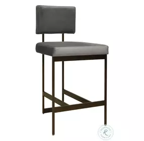 Baylor Grey Velvet And Bronze Modern Counter Height Stool