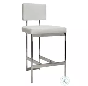 Baylor White Vinyl And Nickel Modern Counter Height Stool
