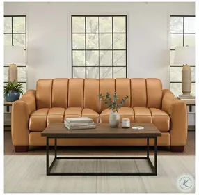 Baylor Cinnamon Leather 84" Sofa