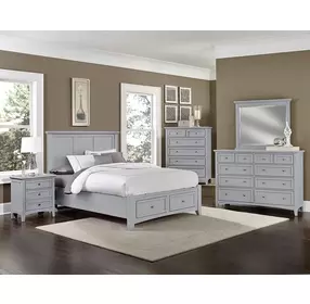 Bonanza Gray Queen Mansion Storage Panel Bed
