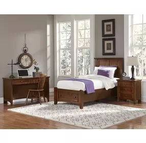 Bonanza Cherry Twin Mansion Storage Panel Bed