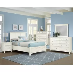 Bonanza White Queen Mansion Storage Panel Bed