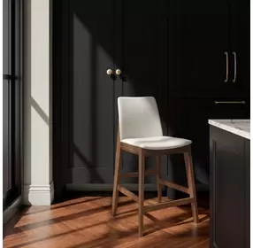Deco White Upholstered Counter Height Stool