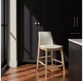 Deco Oak White Upholstered Counter Height Stool