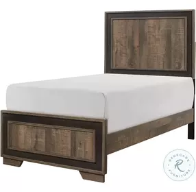 Ellendale Rustic Mahogany And Dark Ebony Youth Panel Bedroom Set