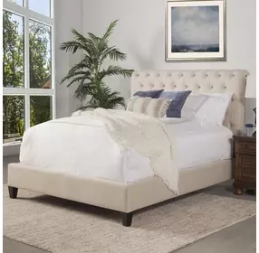 Cameron Downy Natural Queen Upholstered Panel Bed