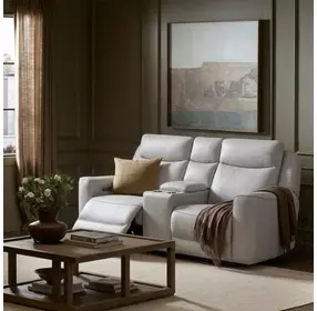 Chester Denisa Soft White Leather 76" Power Reclining Console Loveseat with Power Lumbar and USB Charging