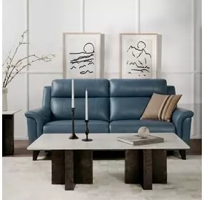 Kester Masen Bluegray Leather 63" Power Reclining Loveseat with Power Headrest and USB Charging