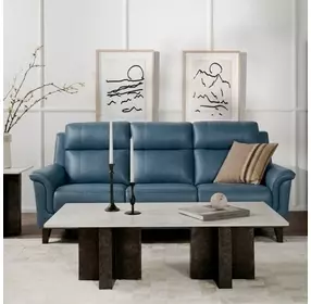 Kester Masen Bluegray Leather 86" Power Reclining Sofa with Power Headrest and USB Charging