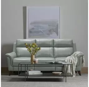 Kester Lorenzo Mint Leather 86" Power Reclining Sofa with Power Headrest and USB Charging