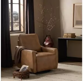 Mara Fresco Honey Leather Zero Wall Swivel Power Recliner