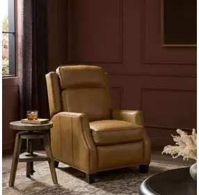 Van Buren Shoreham Ponytail Leather Push Thru The Arms Recliner with Nailhead Trim