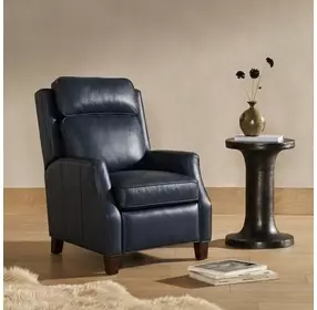 Nixon Shoreham Blue Leather Push Thru The Arms Recliner