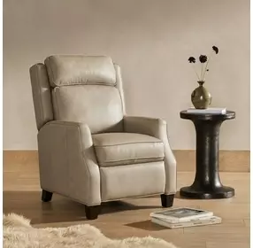 Nixon Shoreham Cream Leather Push Thru The Arms Recliner