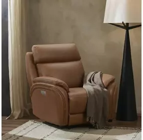 Corry Simon Saddle Leather Power Recliner with Power Lumbar and USB Charging