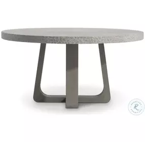 Trouville Sand Grey And Weathered Teak Round Outdoor Dining Table