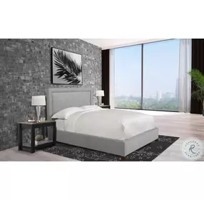 Jax Mineral Gray Performance Fabric King Upholstered Panel Bed