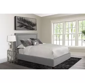 Cody Mineral Gray Performance Fabric King Upholstered Panel Bed
