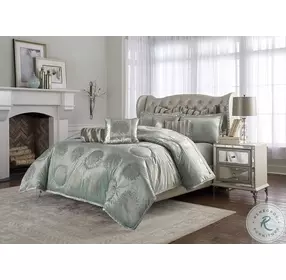 Regent Ice Blue 9 Piece Queen Comforter Set
