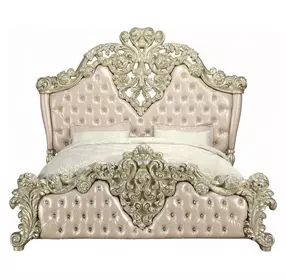 Vatican Light Gold and Champagne Silver Upholstered Panel Bedroom Set