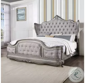 Ariadne Velvet and Antique Platinum Queen Upholstered Bed