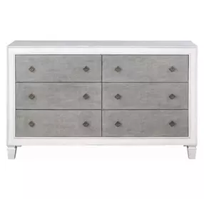 Katia Rustic Gray and Weathered White 6 Drawer Dresser