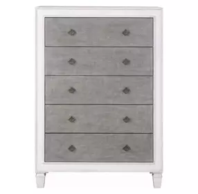 Katia Rustic Gray and Weathered White 5 Drawer Chest