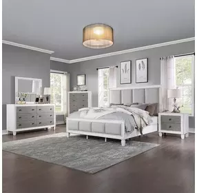 Katia Rustic Gray and Weathered White 5 Drawer Chest