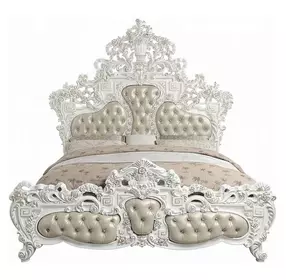 Vanaheim Beige and Antique White Upholstered Panel Bedroom Set