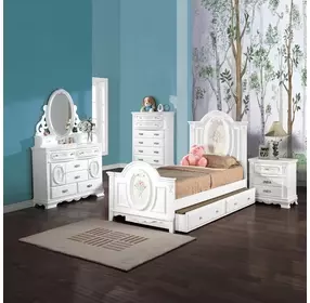 Flora White Full Storage Panel Bed