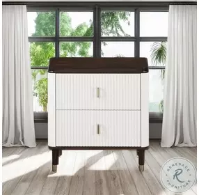 Carena White and Walnut 2 Drawer Nightstand with USB Charging